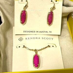 Kendra Scott "Eva" Magenta Magnesite Earring/Pendant Set NWT